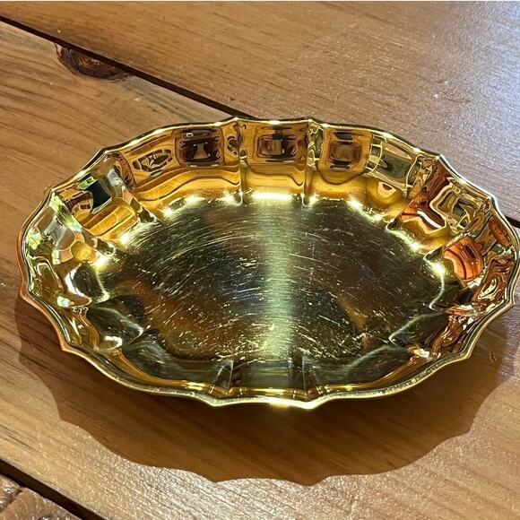 Vintage Virginia Heritage Brass Trinket Dish. Oval. Gold tone. Candy. Jewelry - Picture 2 of 6